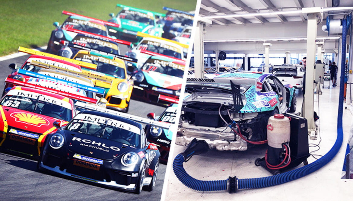 巴西保时捷 Imperio Carrera 杯推广方使用尼的曼尾气抽排系统处理车间的汽车尾气